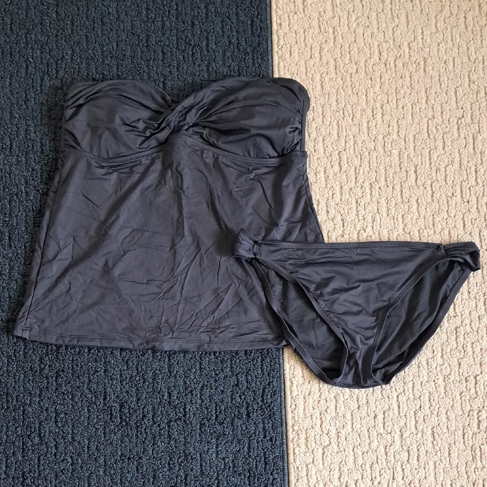 Xl GrayBlue Strapless Swimsuit Set